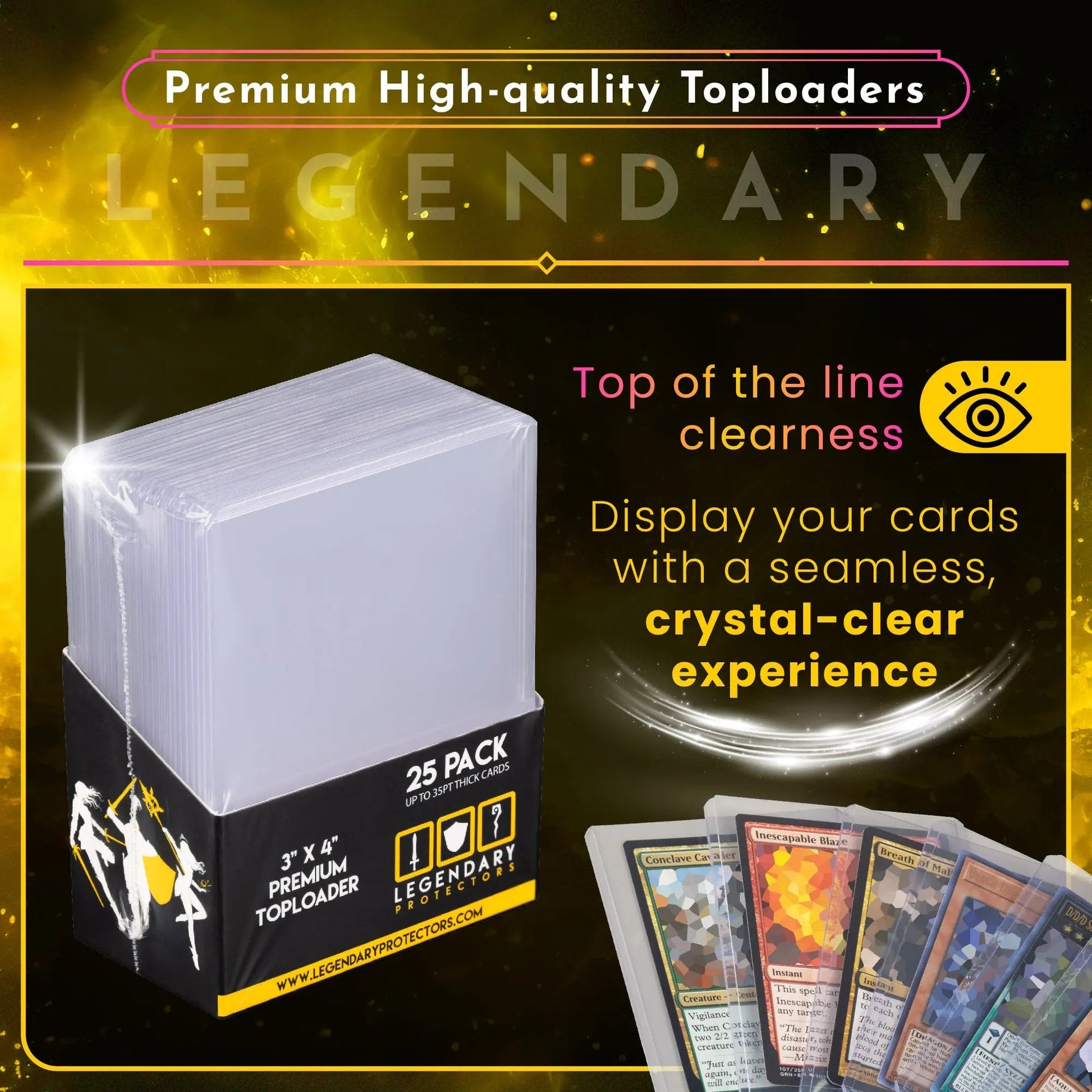 Legendary Protectors 25ct per Pack Toploader Card Holder for Collectib Legendary Protectors 25ct per Pack Toploader Card Holder for Collectib