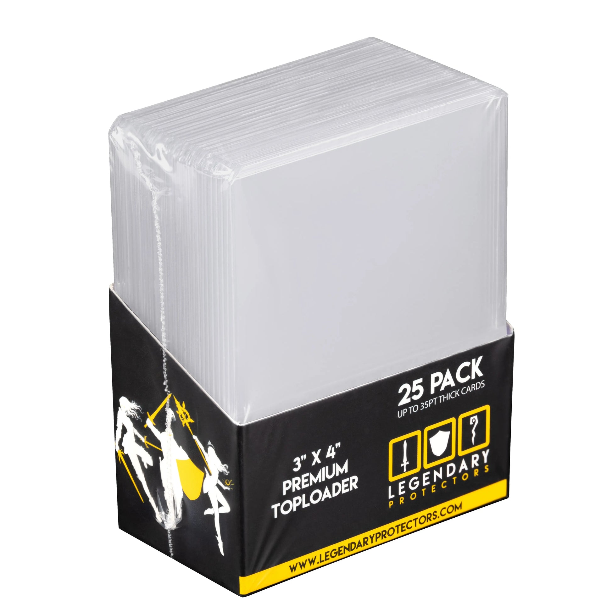 Legendary Protectors 25ct per Pack Toploader Card Holder for Collectible Trading Cards, 35 pts, 3x4 Inch, for All Sports, Pokemon, Football, Magic, and Baseball Cards, Hard Plastic Protector Sleeves Legendary Protectors