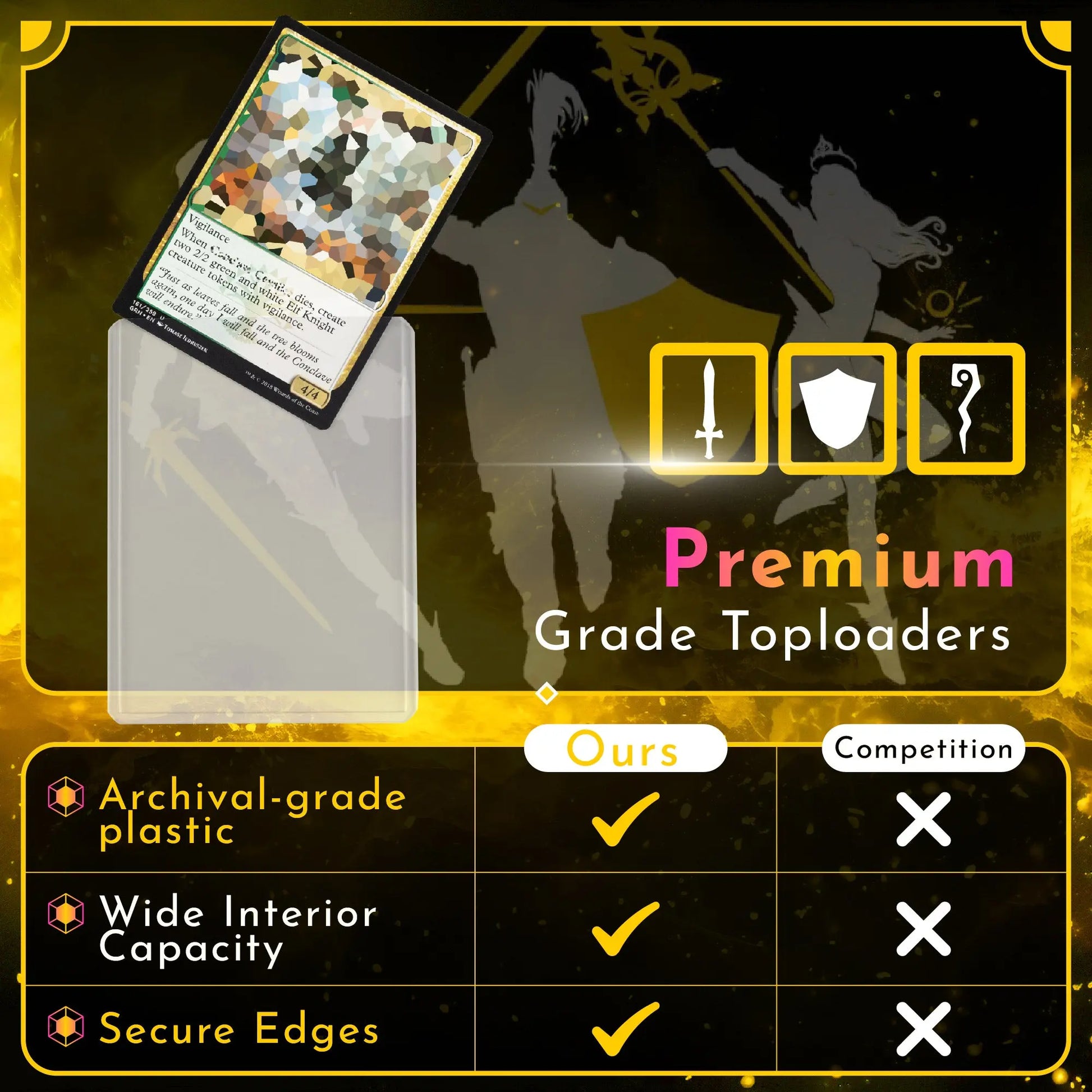 Legendary Protectors 25ct per Pack Toploader Card Holder for Collectible Trading Cards, 35 pts, 3x4 Inch, for All Sports, Pokemon, Football, Magic, and Baseball Cards, Hard Plastic Protector Sleeves Legendary Protectors