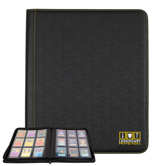 Legendary Protectors Toploader Binder, Holds 216 Toploaders, 9 Pocket, Double-sided Sleeves for 3" x 4" Rigid Card Holders, Ideal for Trading Cards or Sports Cards, Leather Reinforced, Stitched Edges Legendary Protectors